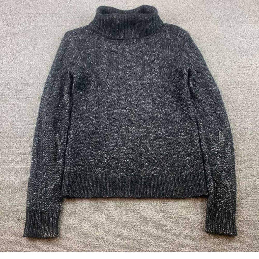 RALPH LAUREN Women's Extra Small Gray Cable Blend Pullover‎ Sweater Turtle Neck
